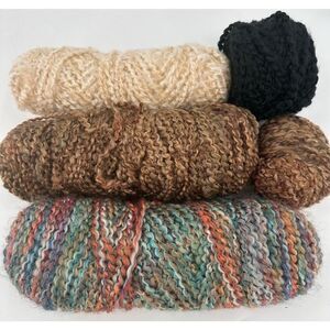 Lion Brand Homespun Yarn Lot Bulky Boucle Earth Neutrals Green Black Brown Ivory